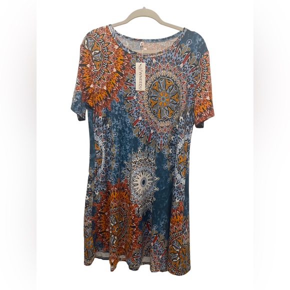 Wneedu Dress Multicolored Casual MIDI Size XL NWT - Picture 4 of 9